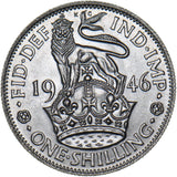 1946 English Shilling - George VI British Silver Coin - Superb