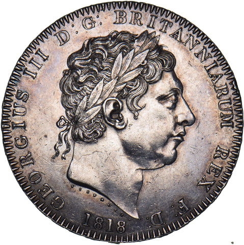 1818 LIX Crown - George III British Silver Coin - Very Nice