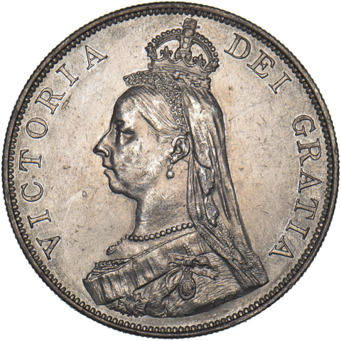 1887 Double Florin (Arabic 1) - Victoria British Silver Coin - Very Nice
