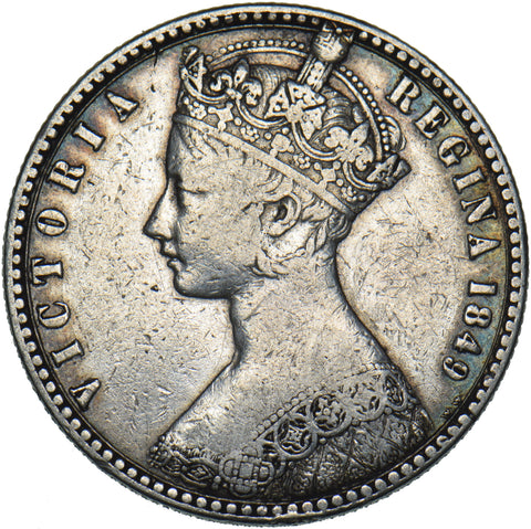 1849 Godless Florin - Victoria British Silver Coin - Nice