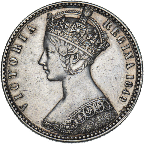 1849 Godless Florin - Victoria British Silver Coin - Very Nice