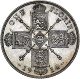 1914 Florin - George V British Silver Coin - Very Nice
