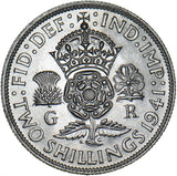 1941 Florin - George VI British Silver Coin - Superb