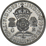 1944 Florin - George VI British Silver Coin - Superb