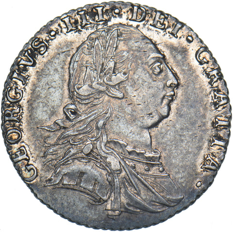 1787 Sixpence - George III British Silver Coin - Very Nice
