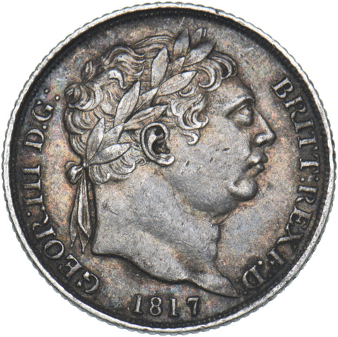 1817 Sixpence - George III British Silver Coin - Nice