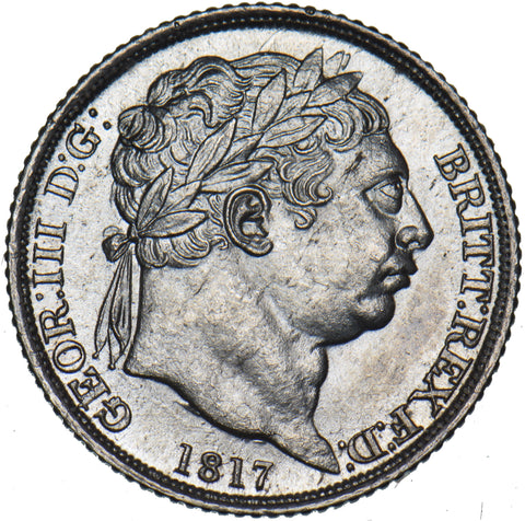 1817 Sixpence - George III British Silver Coin - Superb