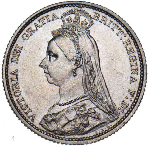 1888 Sixpence - Victoria British Silver Coin - Superb