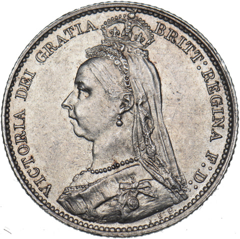 1891 Sixpence - Victoria British Silver Coin - Very Nice