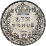 1893 Sixpence - Victoria British Silver Coin - Very Nice