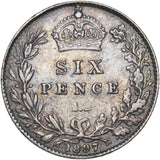 1897 Sixpence - Victoria British Silver Coin - Nice