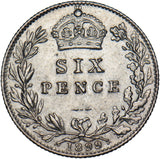 1899 Sixpence - Victoria British Silver Coin - Very Nice