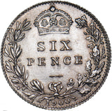 1900 Sixpence - Victoria British Silver Coin - Very Nice