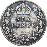 1905 Sixpence - Edward VII British Silver Coin