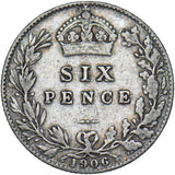1906 Sixpence - Edward VII British Silver Coin