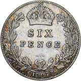 1907 Sixpence - Edward VII British Silver Coin