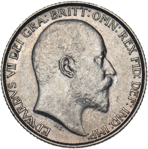 1908 Sixpence - Edward VII British Silver Coin - Very Nice