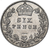 1908 Sixpence - Edward VII British Silver Coin - Very Nice