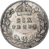 1909 Sixpence - Edward VII British Silver Coin