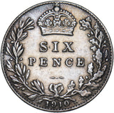 1910 Sixpence - Edward VII British Silver Coin - Nice