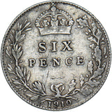 1910 Sixpence - Edward VII British Silver Coin