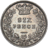 1887 Sixpence (Young Head) - Victoria British Silver Coin - Very Nice