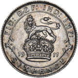 1911 Sixpence - George V British Silver Coin - Very Nice