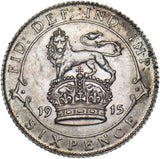 1915 Sixpence - George V British Silver Coin - Very Nice