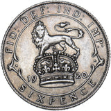 1920 Sixpence - George V British Silver Coin - Nice
