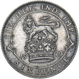1923 Sixpence - George V British Silver Coin - Nice