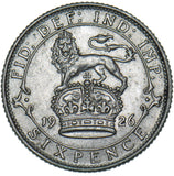 1926 Sixpence - George V British Silver Coin - Very Nice