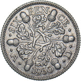 1930 Sixpence - George V British Silver Coin - Nice