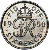 1950 Proof Sixpence - George VI British Coin - Superb