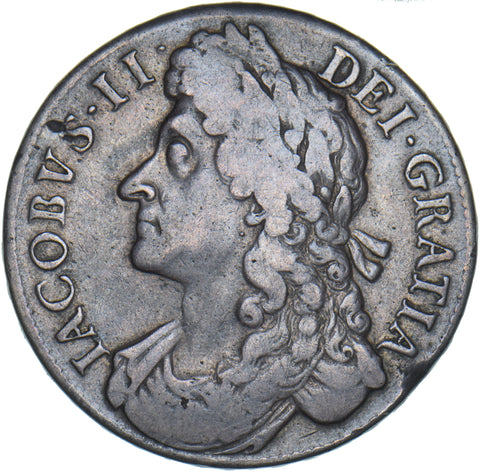1686 Crown - James II British Silver Coin - Nice
