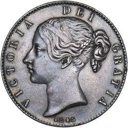 1845 Crown - Victoria British Silver Coin - Very Nice