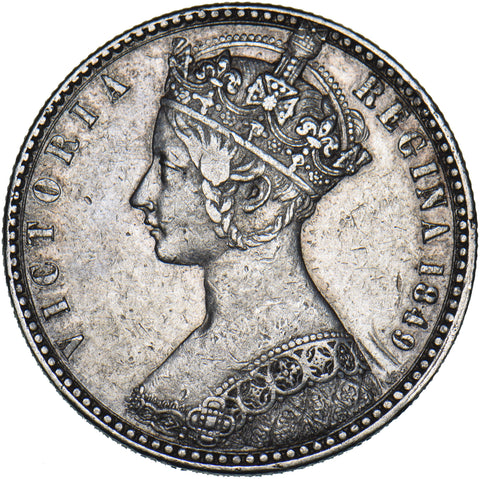 1849 Godless Florin - Victoria British Silver Coin - Nice