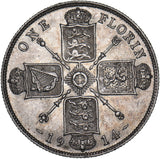 1914 Florin - George V British Silver Coin - Very Nice