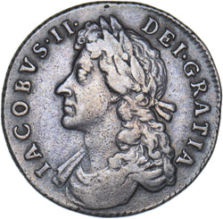 1686 Shilling (6 Over 5) - James II British Silver Coin - Nice