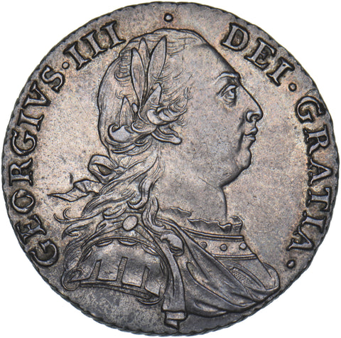 1787 Shilling - George III British Silver Coin - Very Nice