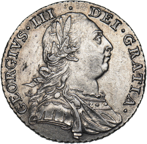 1797 Shilling - George III British Silver Coin - Very Nice