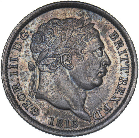 1816 Shilling - George III British Silver Coin - Very Nice
