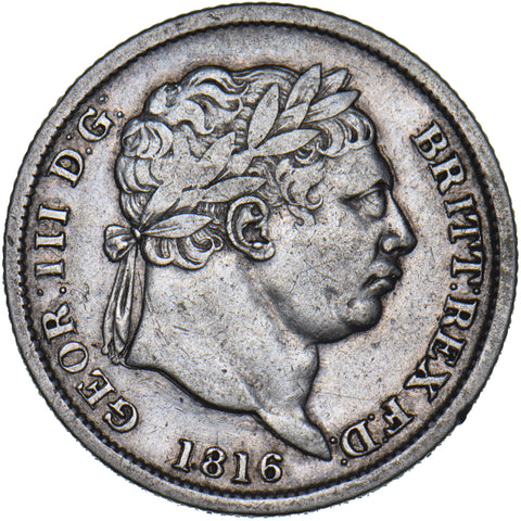 1816 Shilling - George III British Silver Coin - Nice