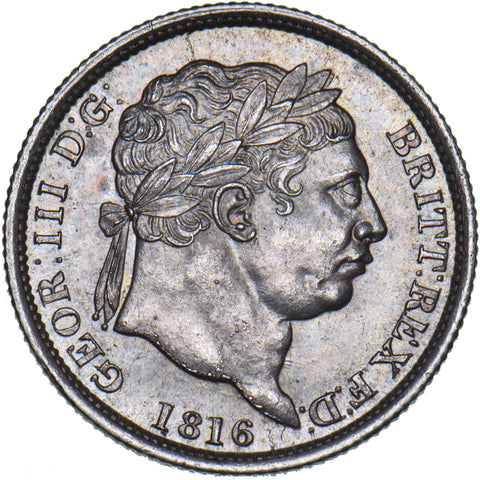 1816 Shilling - George III British Silver Coin - Superb