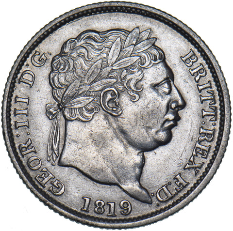 1819 Shilling - George III British Silver Coin - Nice