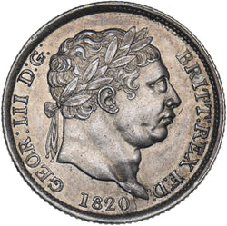 1820 Shilling (I/I in HONI) - George III British Silver Coin - Very Nice