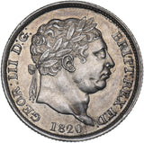 1820 Shilling (I/I in HONI) - George III British Silver Coin - Very Nice