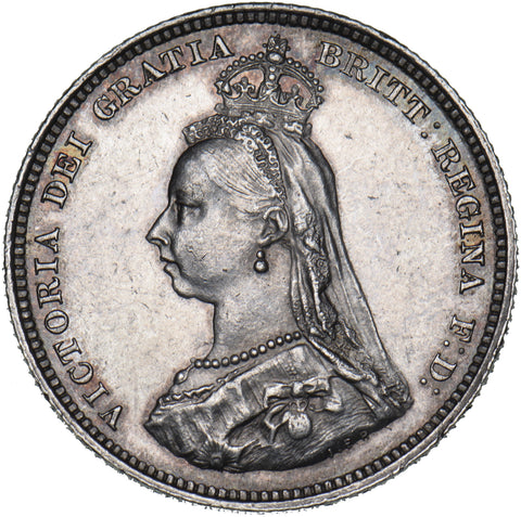 1887 Shilling - Victoria British Silver Coin - Very Nice