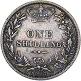 1887 Shilling (Young Head) - Victoria British Silver Coin - Nice