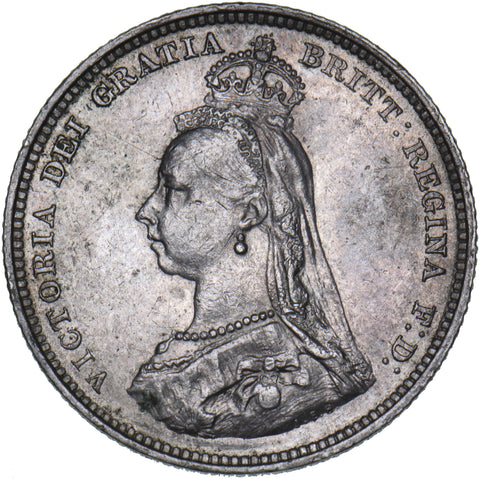 1887 Shilling - Victoria British Silver Coin - Very Nice