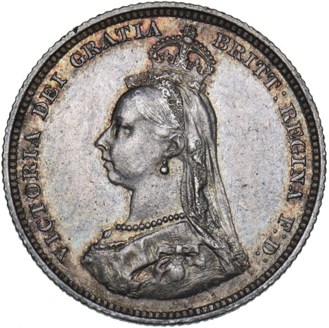 1887 Shilling - Victoria British Silver Coin - Very Nice